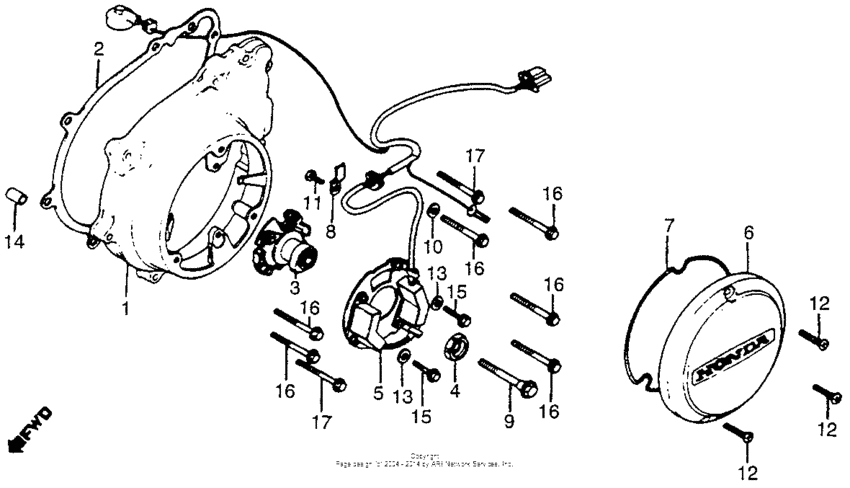 Left crankcase cover + spark advancer
