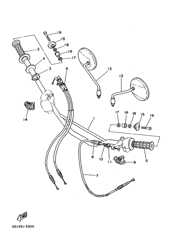 XT350'88 Steering handle. cable