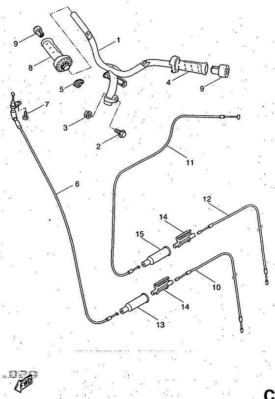 YQ50R Steering handle. cable