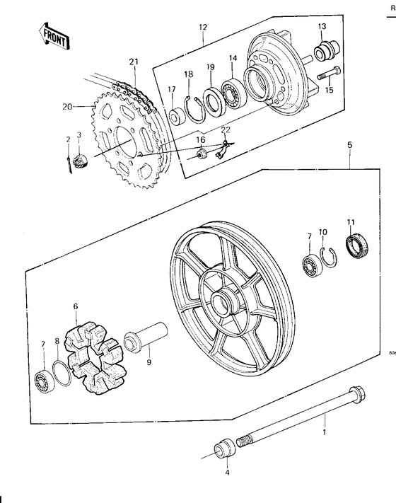 Rear wheel/hub/chain