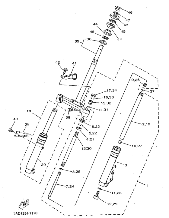 YN50R Передняя вилка