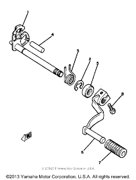 YZ60H Shift shaft - pedal