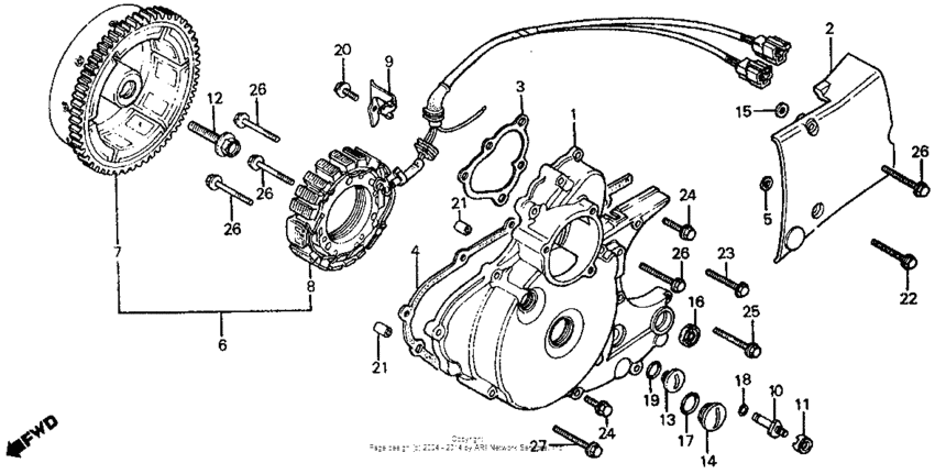 Left crankcase cover + alternator
