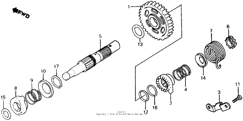 XR500R Kick starter spindle 83-84