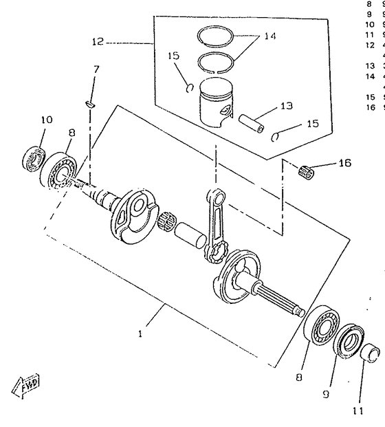 CW50RS Коленчатый вал и поршни