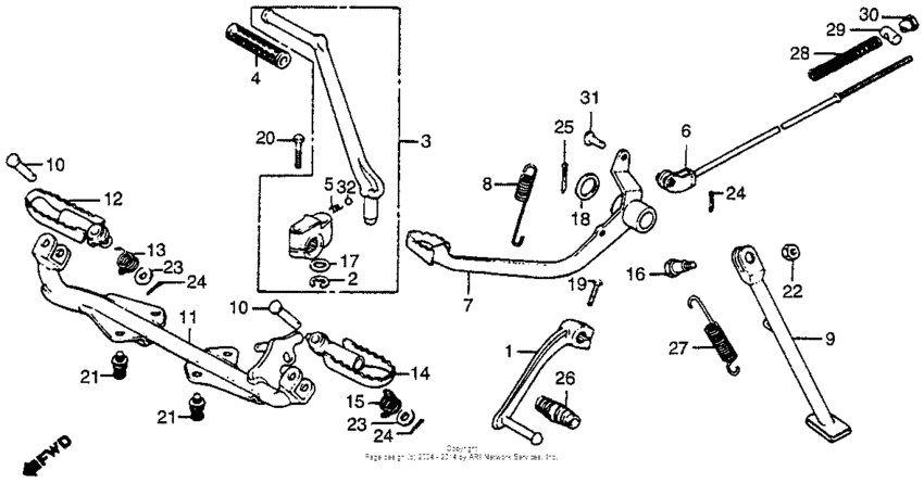 Pedal + kick starter arm + stand 79