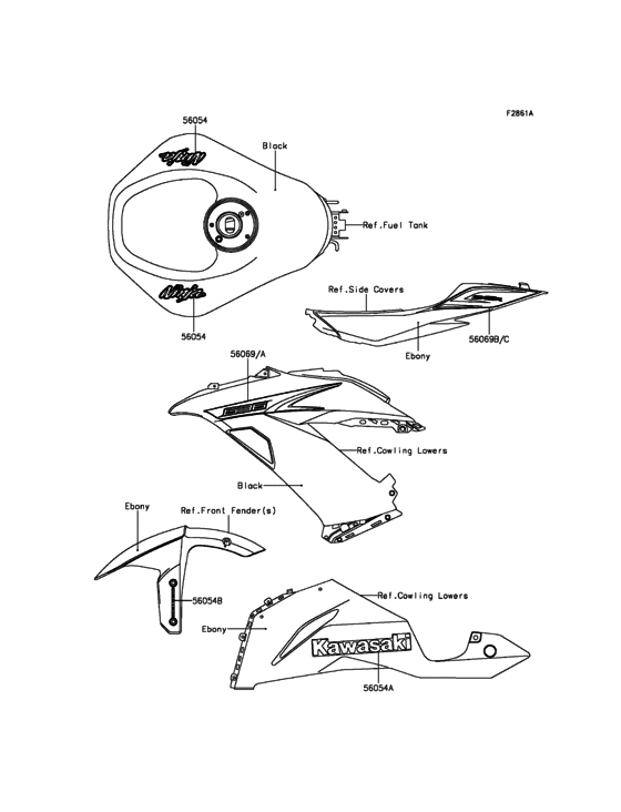ZX636 Наклейки (черные)