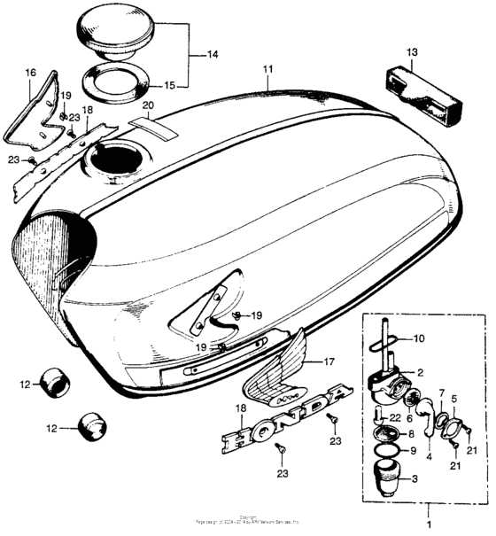 Cb100 fuel tank + fuel valve k2