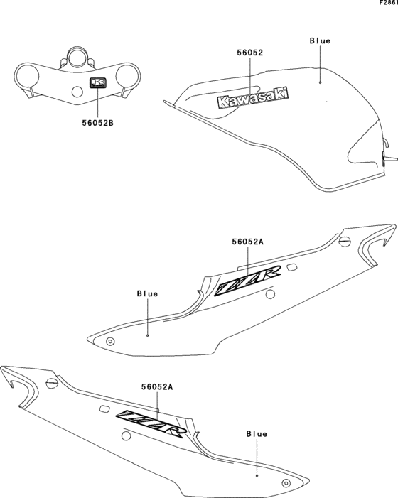 ZX600 Наклейки (синие)