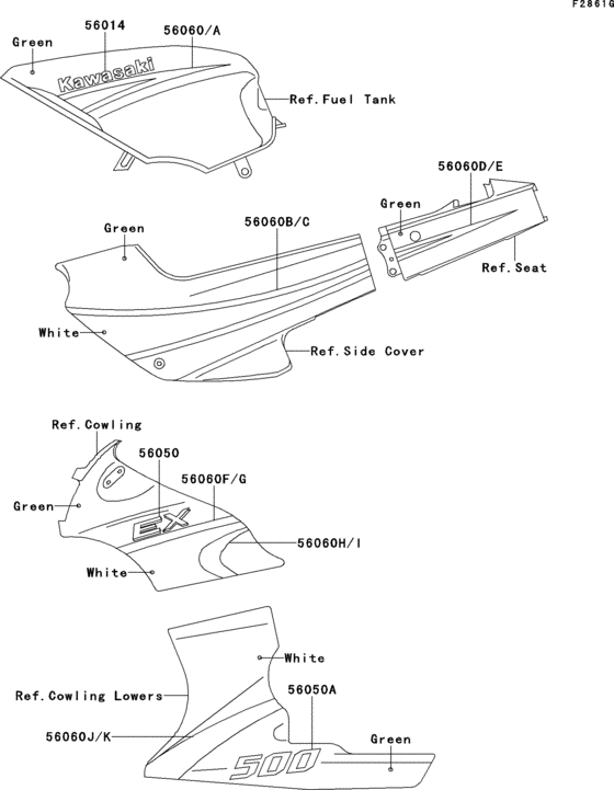 Decals(ex500-a7)(green / white)