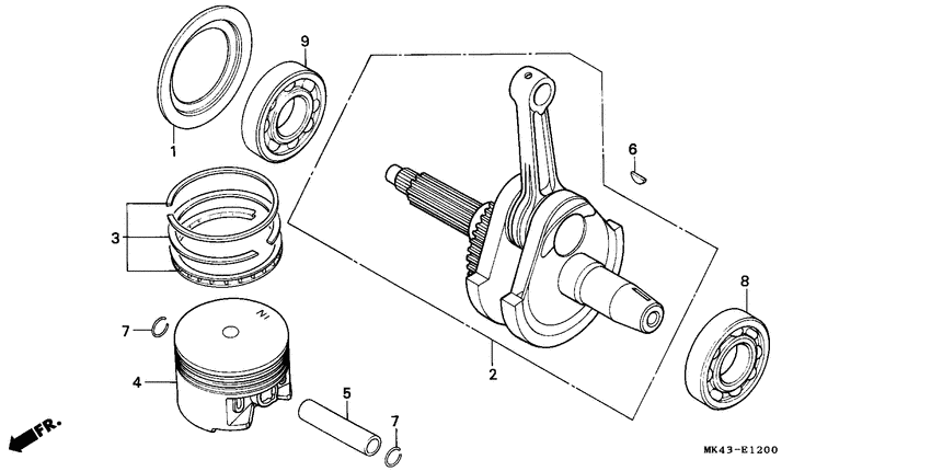 Piston/crankshaft