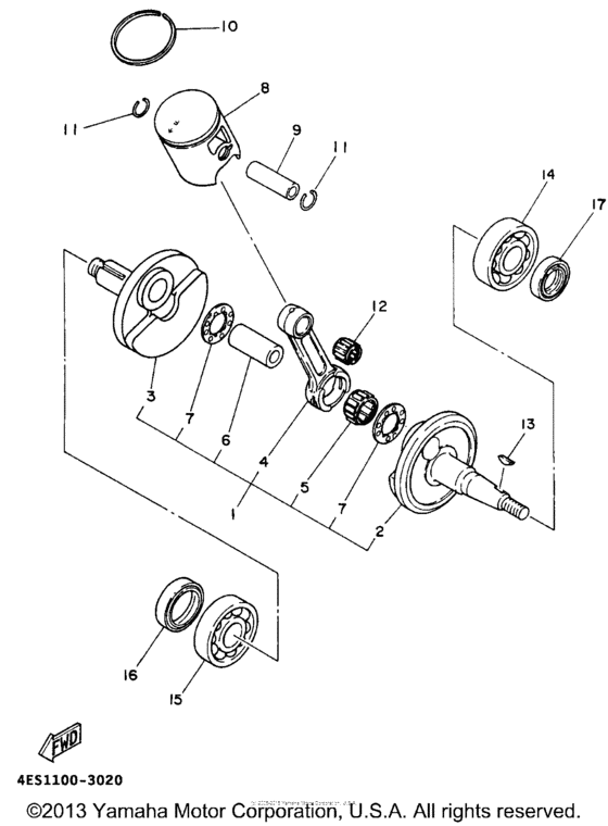 YZ80K1 Коленчатый вал и Поршень