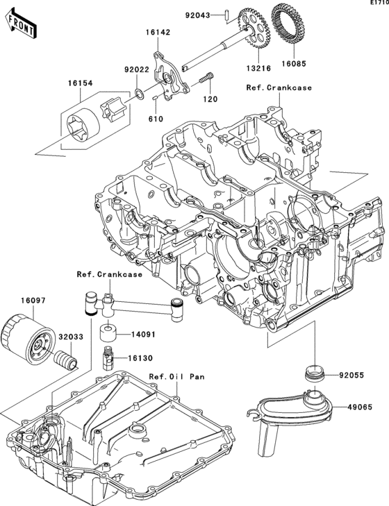 ZX1400 Масляный насос и фильтр