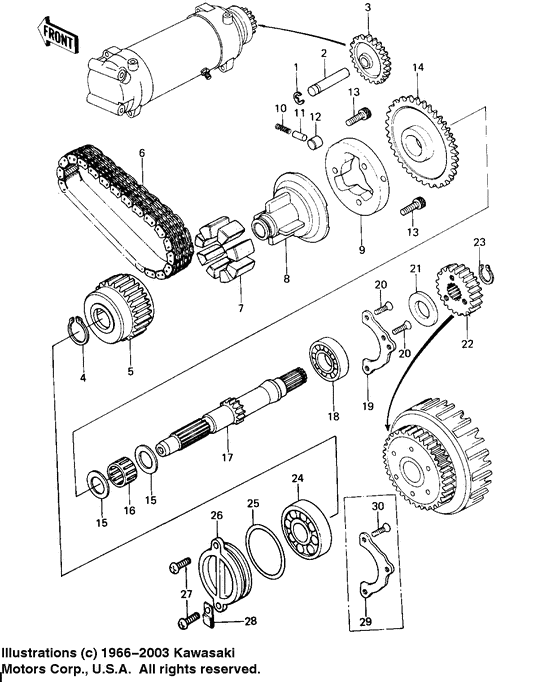 Secondary shaft/starter clutch