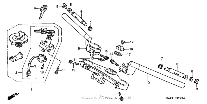 Handlebar + top bridge 97-98