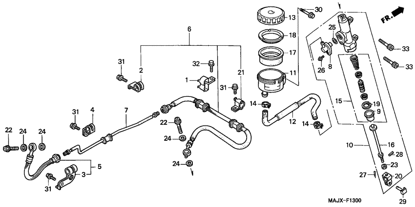 Rr. brake master cylinder