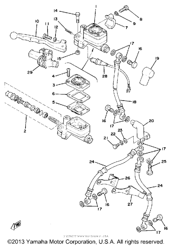 Front master cylinder - brake hose