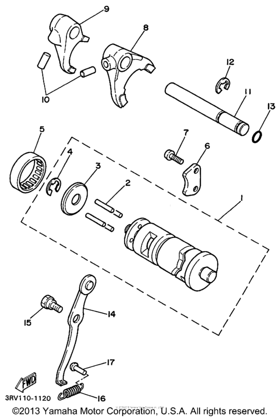 PW80L1 Shift cam - fork
