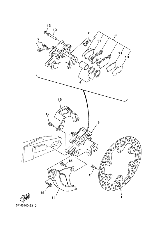 WR250F Задний суппорт