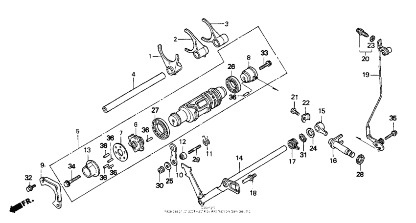 GL1500A Вал и вилки  коробки передач