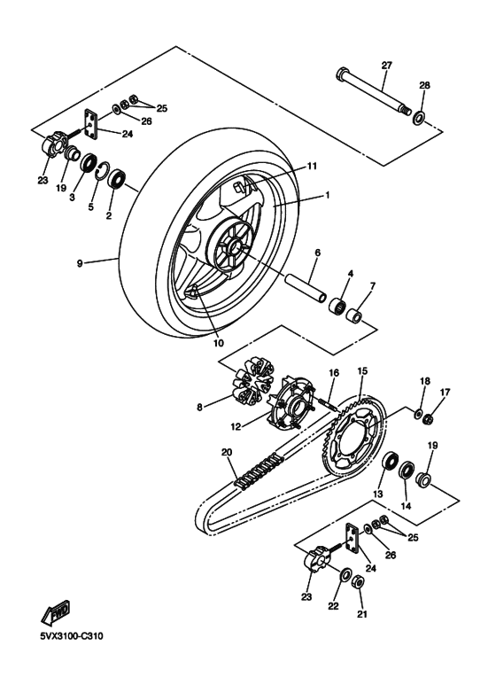Rear wheel complete assy
