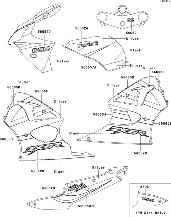 ZX636 Decals(silver / black)