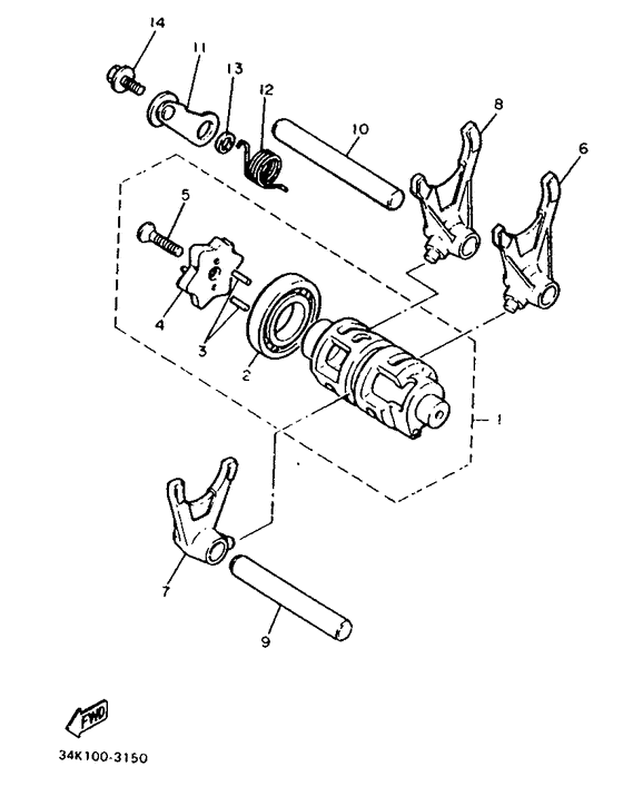 XT600H (32.4KW) Shift cam. fork