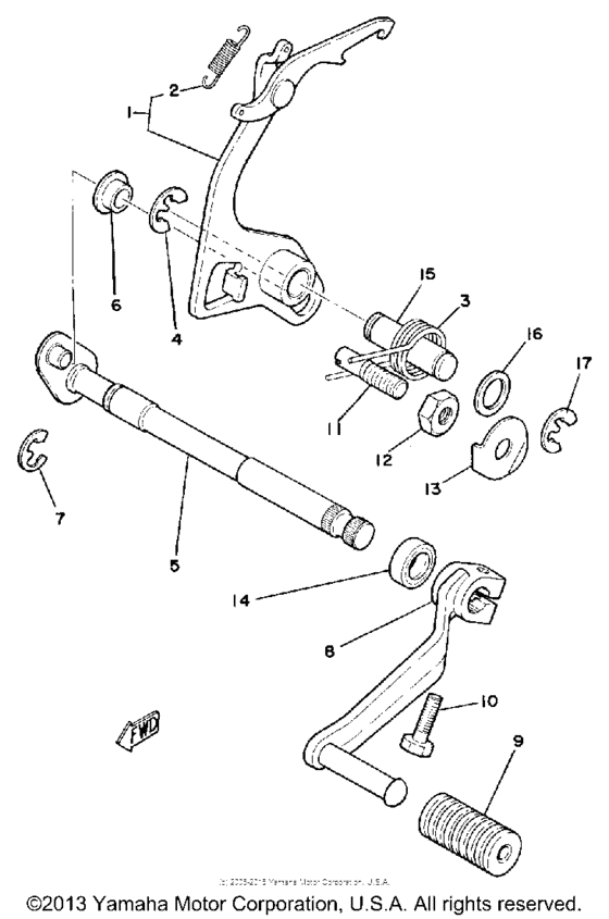 Shift shaft-pedal