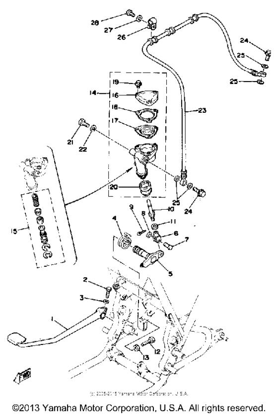 Brake pedal - rear master cylinder