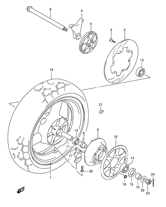 Rear wheel complete assy