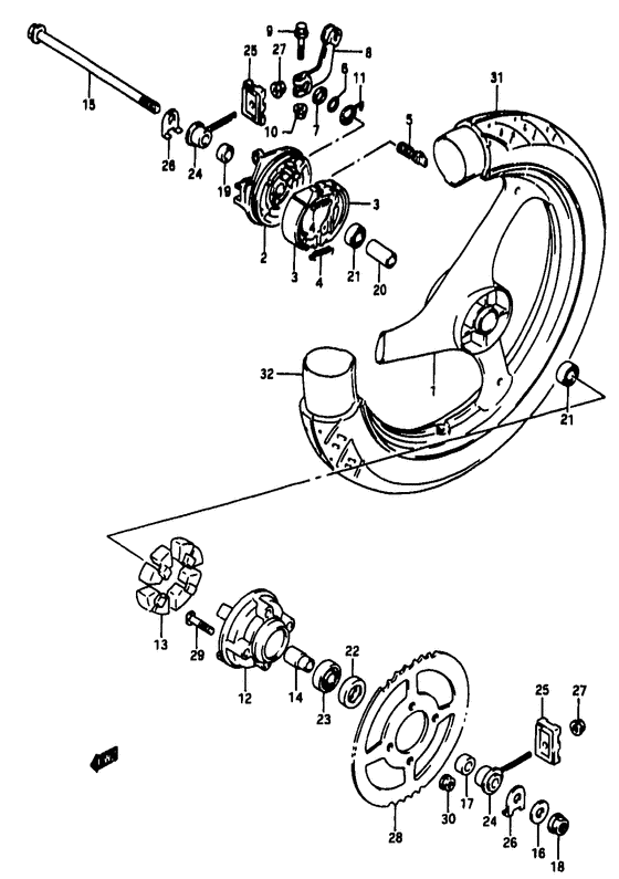Rear wheel complete assy