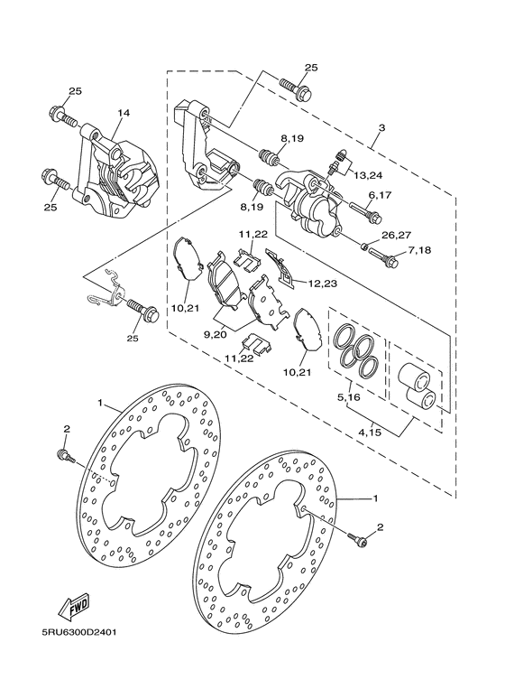YP400 Передний тормоз