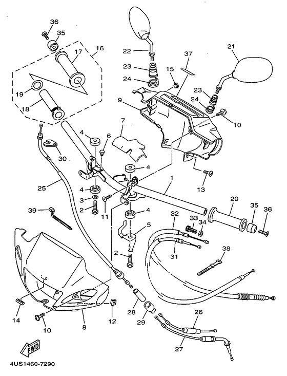Steering handle. cable