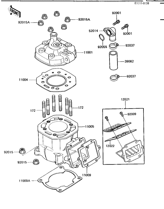 Cylinder head/cylinder/reed valve