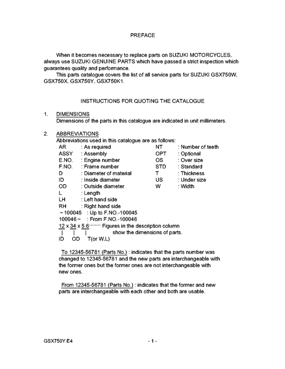 GSX750 Catalog preface