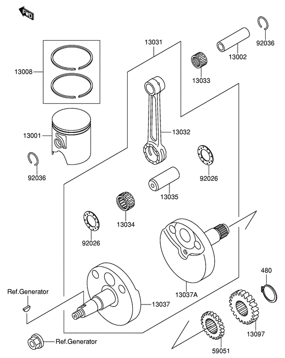 RM65 Crankshaft / piston