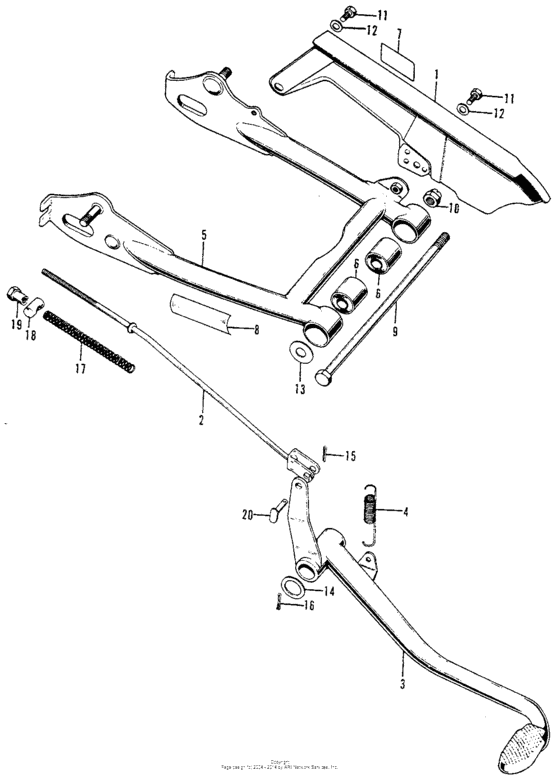 Swingarm + chain case + rake pedal