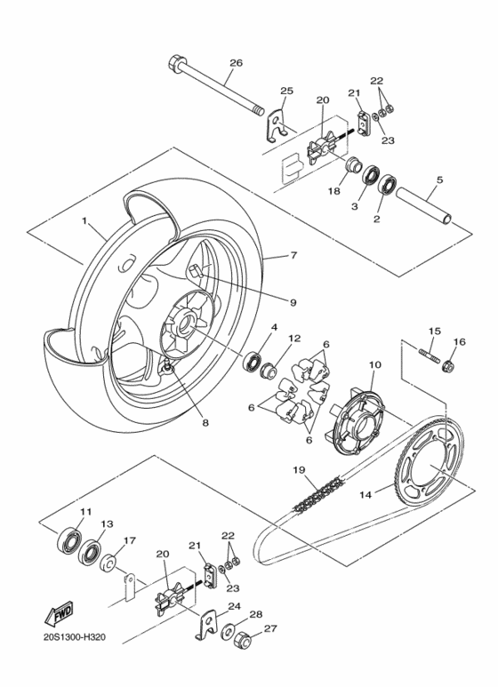 Rear wheel complete assy
