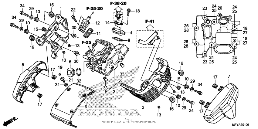 VT1300CS (ABS) Крышка головки цилиндров,передняя