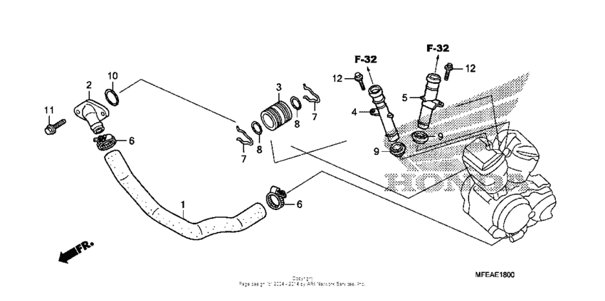 VT750C2B Патрубки охлаждения