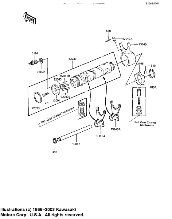 Gear change drum & forks