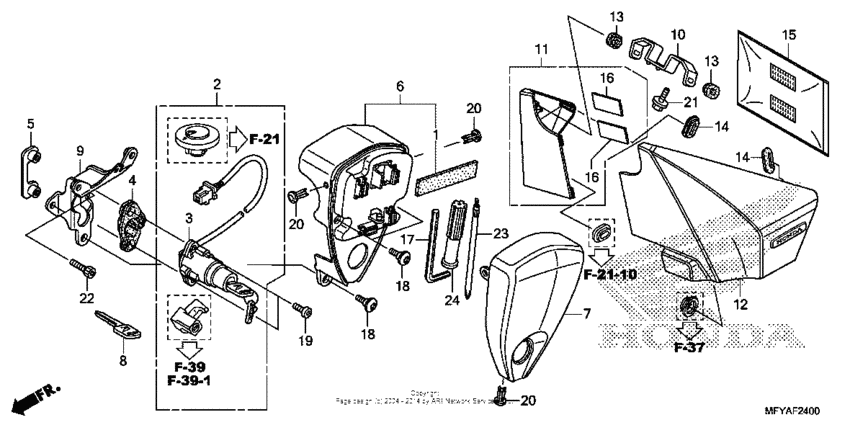 VT1300CS (ABS) Side cover + tools + combination switch