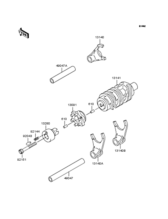 Gear change drum & forks
