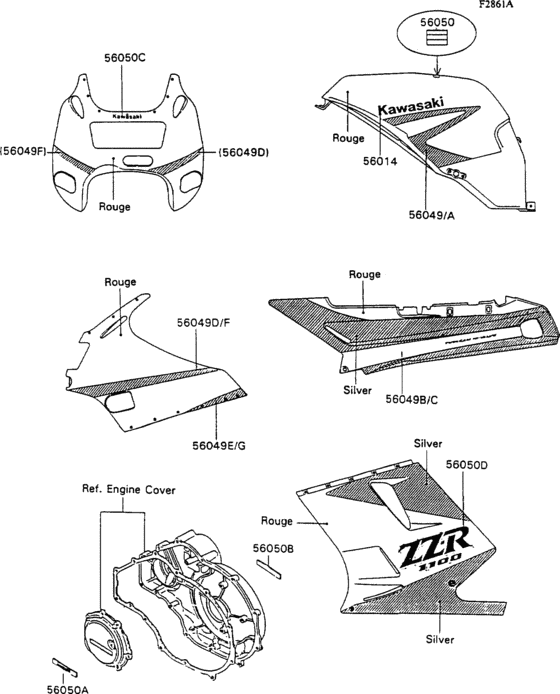 ZX1100 Decal(rouge / silver)