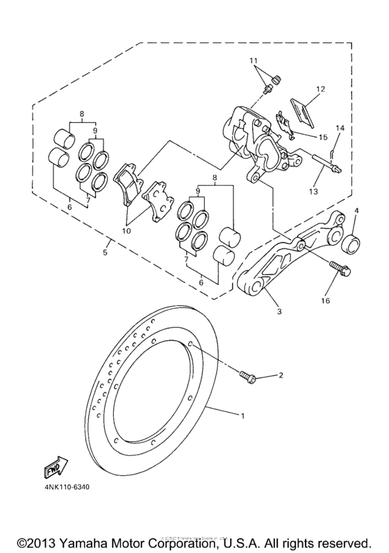 XVZ13LTM Задний суппорт