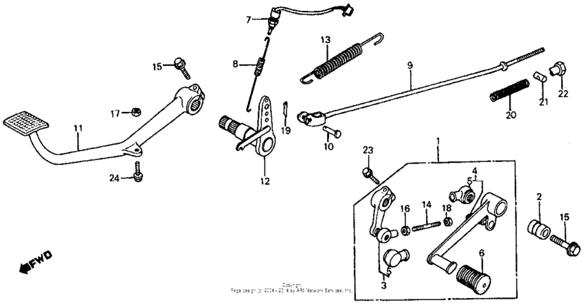 Brake pedal + gearshift pedal