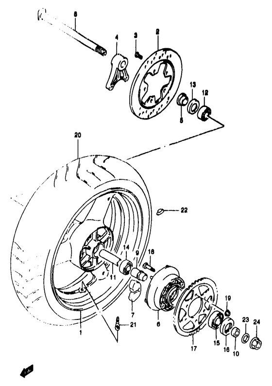 Rear wheel complete assy