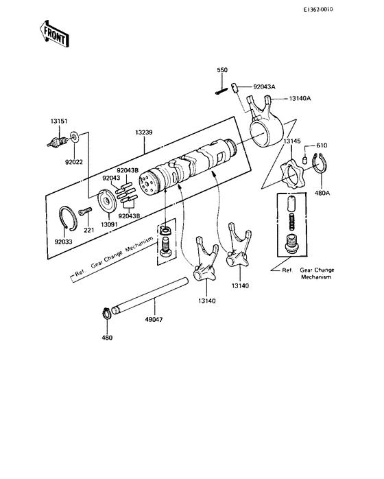 Gear change drum & forks