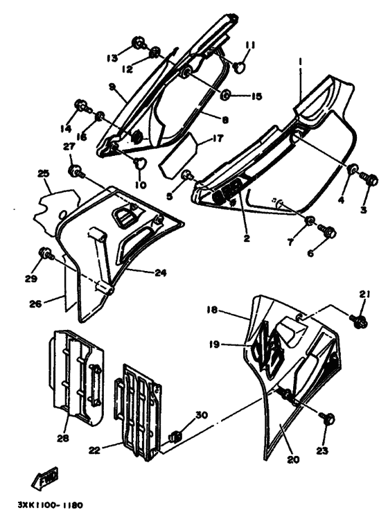 YZ250 YZ250B Крышка боковая & oil tank