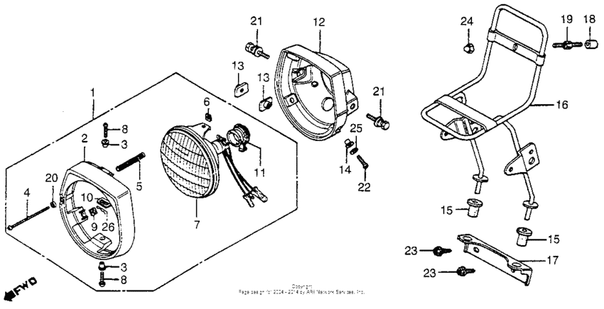 Headlight front carrier
